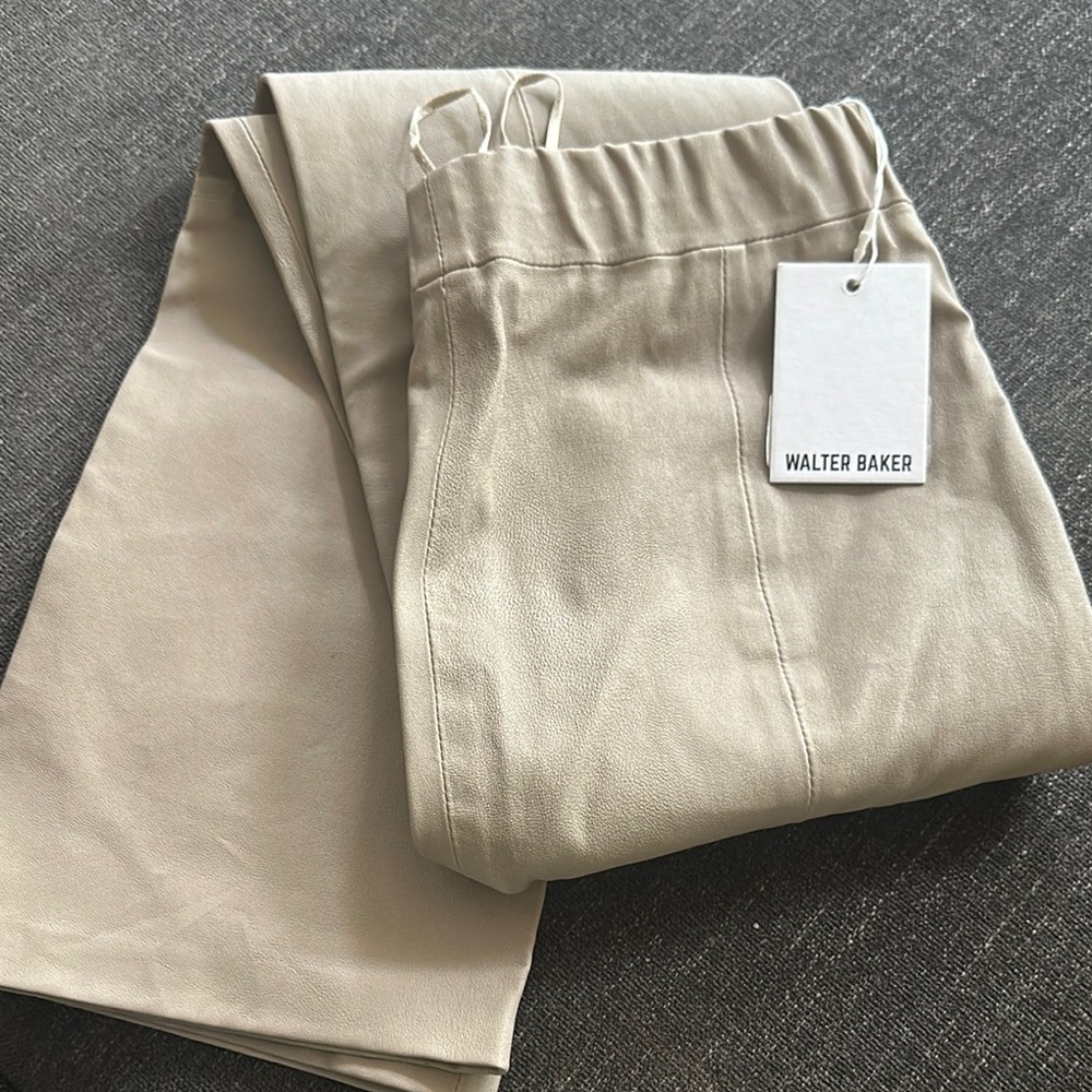 Walter Baker Beige LEATHER LEGGINGS